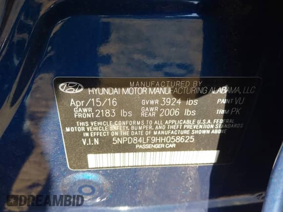 2017 Hyundai Elantra SE z VIN 5NPD84LF9HH058625, wystawiony jako IAAI lot #43387757 z przebiegiem 106 949 mil mil oraz . Historia ofert i sprzedaży dostępna na DreamBid. Obrazek 9.