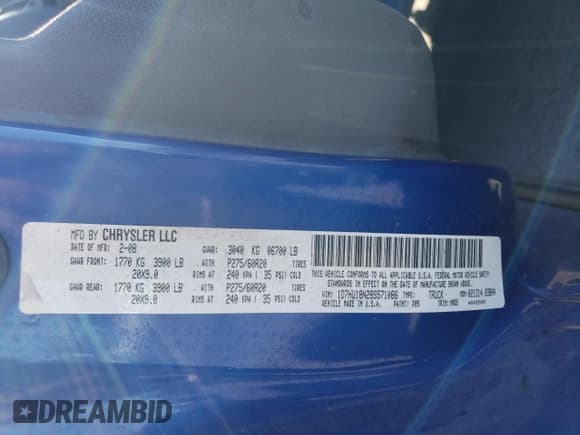 ✅ 2008 Dodge 1500 ST • VIN: 1D7HU18N28S571086 • Лот: 62329074. Опубликован ранее на Copart с пробегом 127 221 миль. Бесплатный доступ к архиву аукционных продаж из США и подробный отчёт об истории автомобиля на DreamBid. Изображение 12.