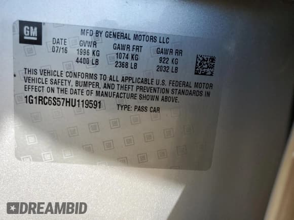 ✅ 2017 Chevrolet Volt LT • VIN: 1G1RC6S57HU119591 • Lot: 73544194. Wystawiony na Copart z przebiegiem 159 392 mil. Bezpłatny archiwum sprzedaży aukcyjnych z USA i szczegółowy raport historii pojazdu na DreamBid. Zdjęcie 12.