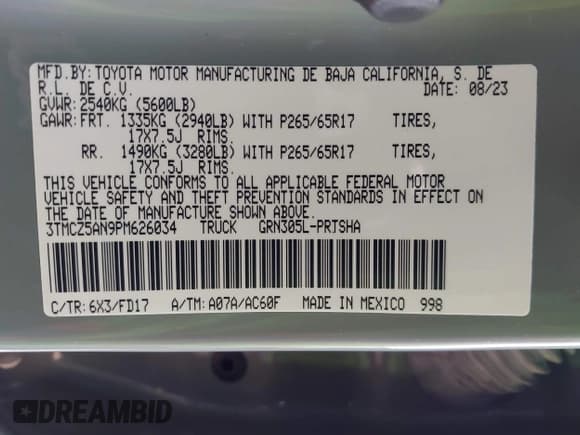 ✅ 2023 Toyota Tacoma SR • VIN: 3TMCZ5AN9PM626034 • Lot: 43517093. Wystawiony na IAAI z przebiegiem 35 131 mil. Bezpłatny archiwum sprzedaży aukcyjnych z USA i szczegółowy raport historii pojazdu na DreamBid. Zdjęcie 9.