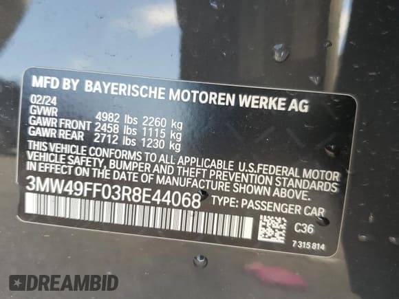 ✅ 2024 BMW 3 Series M340i xDrive • VIN: 3MW49FF03R8E44068 • Lot: 70299205. Wystawiony na Copart z przebiegiem 25 066 mil. Bezpłatny archiwum sprzedaży aukcyjnych z USA i szczegółowy raport historii pojazdu na DreamBid. Zdjęcie 12.