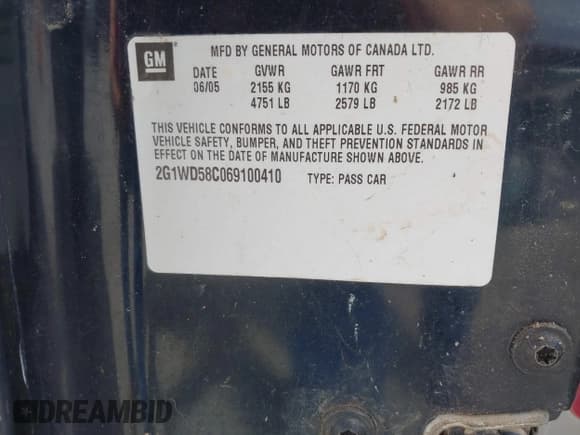 ✅ 2006 Chevrolet Impala SS • VIN: 2G1WD58C069100410 • Лот: 42633044. Опубликован ранее на IAAI с пробегом 171 910 миль. Бесплатный доступ к архиву аукционных продаж из США и подробный отчёт об истории автомобиля на DreamBid. Изображение 9.