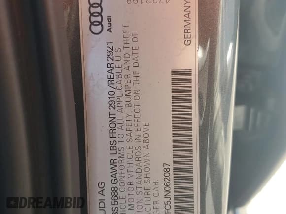 ✅ 2018 Audi S6 • VIN: WAUHFBFC5JN062087 • Lot: 68679414. Wystawiony na Copart z przebiegiem 80 100 mil. Bezpłatny archiwum sprzedaży aukcyjnych z USA i szczegółowy raport historii pojazdu na DreamBid. Zdjęcie 13.