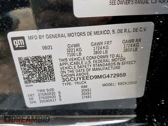 ✅ 2021 Chevrolet Silverado 1500 RST • VIN: 3GCUYEED9MG472959 • Лот: 89739105. Опубликован ранее на Copart с пробегом 70 777 миль. Бесплатный доступ к архиву аукционных продаж из США и подробный отчёт об истории автомобиля на DreamBid. Изображение 12.