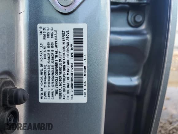 ✅ 2019 Honda CR-V Touring • VIN: 7FARW2H99KE017988 • Lot: 85306145. Wystawiony na Copart z przebiegiem 75 759 mil. Bezpłatny archiwum sprzedaży aukcyjnych z USA i szczegółowy raport historii pojazdu na DreamBid. Zdjęcie 13.