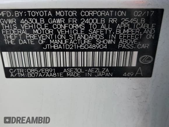 ✅ 2017 Lexus IS 200t • VIN: JTHBA1D21H5048904 • Лот: 82627665. Опубликован ранее на Copart с пробегом 134 799 миль. Бесплатный доступ к архиву аукционных продаж из США и подробный отчёт об истории автомобиля на DreamBid. Изображение 12.