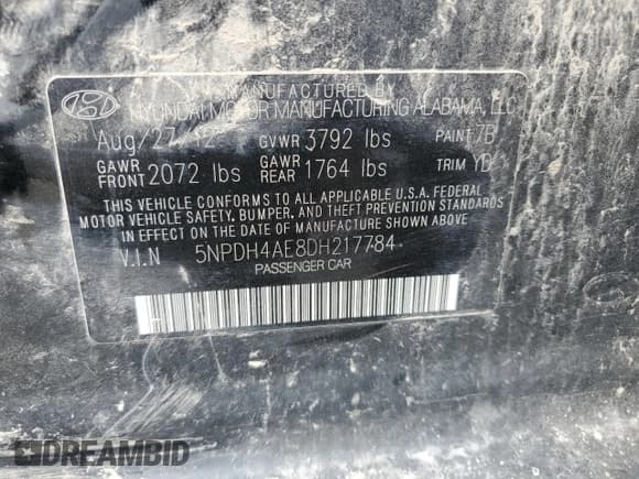 ✅ 2013 Hyundai Elantra GLS • VIN: 5NPDH4AE8DH217784 • Lot: 66217975. Listed on Copart with 108,082 mi. Free auction sales archive from the USA and detailed vehicle history report at DreamBid. Image 13.