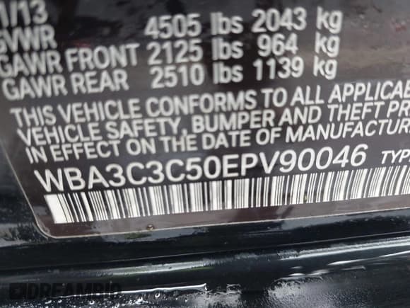 ✅ 2014 BMW 3 Series 320i xDrive • VIN: WBA3C3C50EPV90046 • Lot: 42921273. Listed on IAAI with 99,421 mi. Free auction sales archive from the USA and detailed vehicle history report at DreamBid. Image 9.