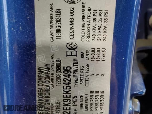 ✅ 2014 Chevrolet Orlando • VIN: KL77P2EK9EK542495 • Лот: 71786924. Опубликован ранее на Copart с пробегом 210 349 миль. Бесплатный доступ к архиву аукционных продаж из США и подробный отчёт об истории автомобиля на DreamBid. Изображение 14.