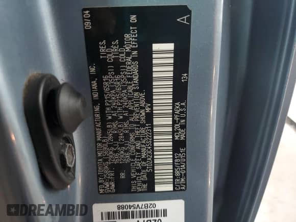 2005 Toyota Sienna LE z VIN 5TDZA23C45S222311, wystawiony jako Copart lot #91394525 z przebiegiem 296 789 mil mil oraz Czysty tytuł • Clean title. Historia ofert i sprzedaży dostępna na DreamBid. Obrazek 13.