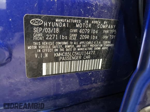 ✅ 2019 Hyundai Ioniq Limited • VIN: KMHC85LC5KU114477 • Lot: 79468894. Wystawiony na Copart z przebiegiem 71 920 mil. Bezpłatny archiwum sprzedaży aukcyjnych z USA i szczegółowy raport historii pojazdu na DreamBid. Zdjęcie 13.