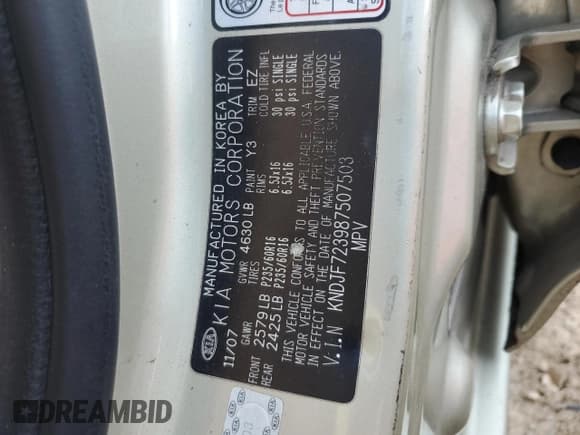 ✅ 2008 Kia Sportage LX • VIN: KNDJF723987507503 • Lot: 69040095. Listed on Copart with 164,137 mi. Free auction sales archive from the USA and detailed vehicle history report at DreamBid. Image 13.