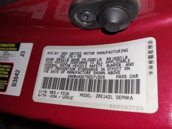 ✅ 2009 Toyota Corolla S • VIN: 1NXBU40E79Z071505 • Lot: 43397932. Wystawiony na IAAI z przebiegiem 172 275 mil. Bezpłatny archiwum sprzedaży aukcyjnych z USA i szczegółowy raport historii pojazdu na DreamBid. Zdjęcie 9.