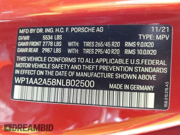 ✅ 2022 Porsche Macan • VIN: WP1AA2A58NLB02500 • Lot: 41814621. Wystawiony na IAAI z przebiegiem 54 765 mil. Bezpłatny archiwum sprzedaży aukcyjnych z USA i szczegółowy raport historii pojazdu na DreamBid. Zdjęcie 9.