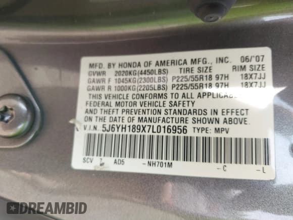 ✅ 2007 Honda Element SC • VIN: 5J6YH189X7L016956 • Lot: 43119249. Wystawiony na IAAI z przebiegiem 205 013 mil. Bezpłatny archiwum sprzedaży aukcyjnych z USA i szczegółowy raport historii pojazdu na DreamBid. Zdjęcie 9.
