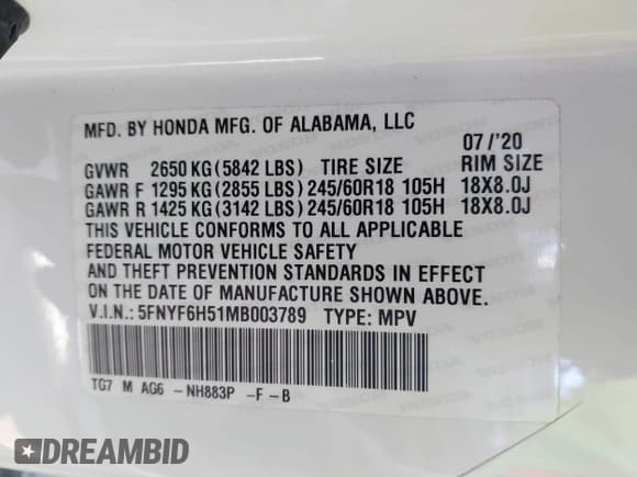 ✅ 2021 Honda Pilot EX-L • VIN: 5FNYF6H51MB003789 • Лот: 42988816. Опубликован ранее на IAAI с пробегом 82 366 миль. Бесплатный доступ к архиву аукционных продаж из США и подробный отчёт об истории автомобиля на DreamBid. Изображение 9.