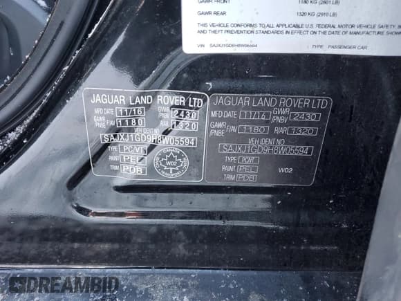 ✅ 2017 Jaguar XJ • VIN: SAJXJ1GD9H8W05594 • Lot: 87329894. Listed on Copart with 59,431 mi. Free auction sales archive from the USA and detailed vehicle history report at DreamBid. Image 14.