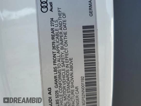 ✅ 2022 Audi S5 Prestige • VIN: WAUY4GF52NN001192 • Лот: 87006305. Опубликован ранее на Copart с пробегом 40 303 миль. Бесплатный доступ к архиву аукционных продаж из США и подробный отчёт об истории автомобиля на DreamBid. Изображение 12.