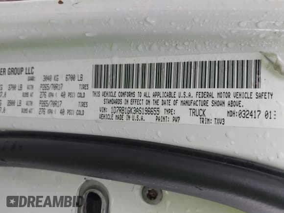 ✅ 2010 Dodge 1500 ST • VIN: 1D7RB1GK3AS196655 • Lot: 41493605. Wystawiony na IAAI z przebiegiem 268 509 mil. Bezpłatny archiwum sprzedaży aukcyjnych z USA i szczegółowy raport historii pojazdu na DreamBid. Zdjęcie 9.