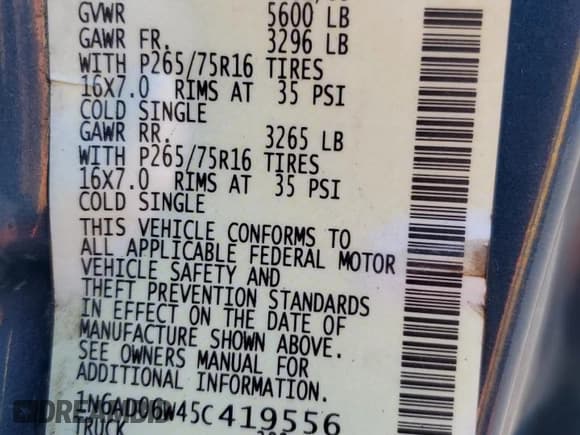 ✅ 2005 Nissan Frontier LE • VIN: 1N6AD06W45C419556 • Лот: 62157645. Опубликован ранее на Copart с пробегом 199 189 миль. Бесплатный доступ к архиву аукционных продаж из США и подробный отчёт об истории автомобиля на DreamBid. Изображение 12.