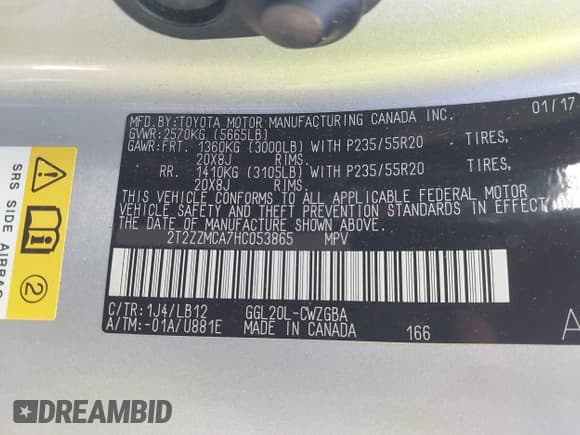 ✅ 2017 Lexus RX 350 • VIN: 2T2ZZMCA7HC053865 • Lot: 43688936. Listed on IAAI with 104,983 mi. Free auction sales archive from the USA and detailed vehicle history report at DreamBid. Image 9.