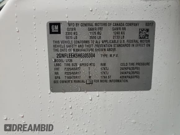 ✅ 2017 Chevrolet Equinox LS • VIN: 2GNFLEEK5H6305304 • Лот: 82568474. Опубликован ранее на Copart с пробегом 170 952 миль. Бесплатный доступ к архиву аукционных продаж из США и подробный отчёт об истории автомобиля на DreamBid. Изображение 13.