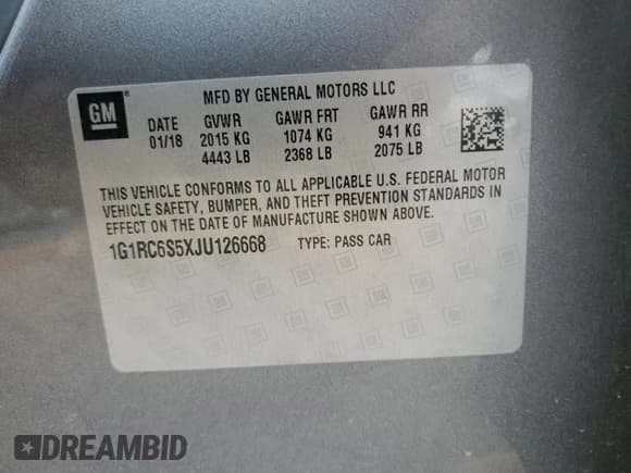 ✅ 2018 Chevrolet Volt LT • VIN: 1G1RC6S5XJU126668 • Lot: 44382994. Wystawiony na Copart z przebiegiem 73 212 mil. Bezpłatny archiwum sprzedaży aukcyjnych z USA i szczegółowy raport historii pojazdu na DreamBid. Zdjęcie 14.
