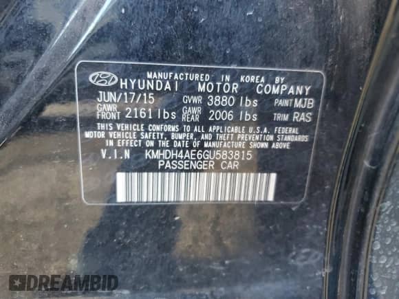 2016 Hyundai Elantra SE with VIN KMHDH4AE6GU583815, listed as a Copart auction lot 80198595 with 136,596 mi miles and Non repairable. Bid and sale history available at DreamBid. Image 12.