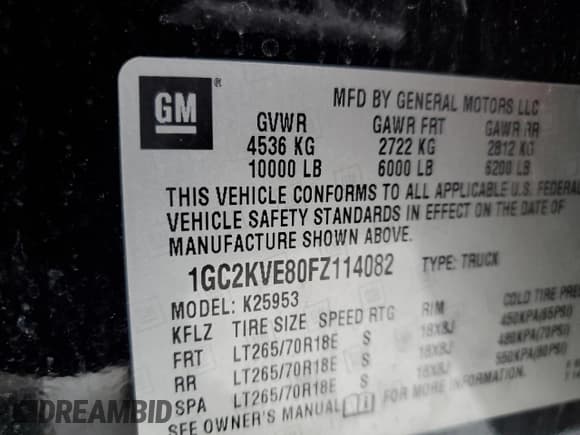 ✅ 2015 Chevrolet Silverado 2500HD LT • VIN: 1GC2KVE80FZ114082 • Лот: 42042535. Опубликован ранее на Copart с пробегом 69 863 миль. Бесплатный доступ к архиву аукционных продаж из США и подробный отчёт об истории автомобиля на DreamBid. Изображение 12.