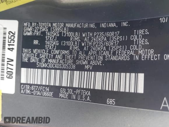 ✅ 2013 Toyota Sienna LE • VIN: 5TDKK3DCXDS305338 • Лот: 43698555. Опубликован ранее на IAAI с пробегом Не указан. Бесплатный доступ к архиву аукционных продаж из США и подробный отчёт об истории автомобиля на DreamBid. Изображение 9.