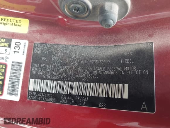 ✅ 2018 Toyota Sienna SE • VIN: 5TDXZ3DC4JS961452 • Lot: 41850340. Listed on IAAI with 111,229 mi. Free auction sales archive from the USA and detailed vehicle history report at DreamBid. Image 9.