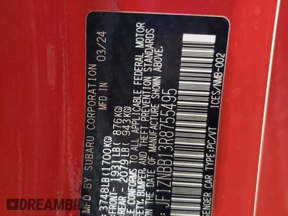 ✅ 2024 Toyota 86 • VIN: JF1ZNBB13R8755495 • Lot: 70832605. Listed on Copart with 18,223 mi. Free auction sales archive from the USA and detailed vehicle history report at DreamBid. Image 13.