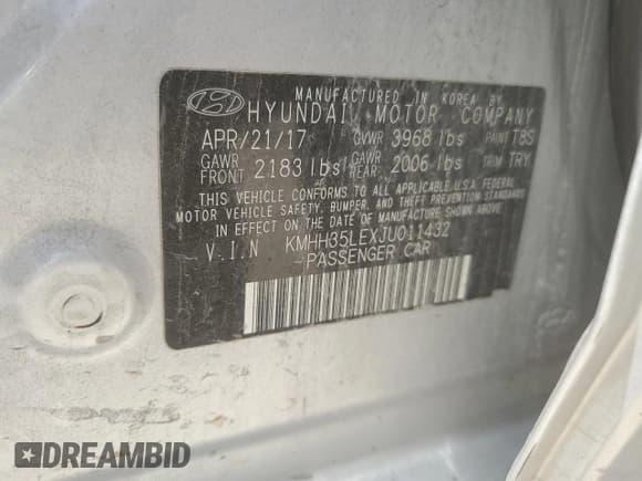 ✅ 2018 Hyundai Elantra • VIN: KMHH35LEXJU011432 • Lot: 69967735. Listed on Copart with 73,619 mi. Free auction sales archive from the USA and detailed vehicle history report at DreamBid. Image 12.