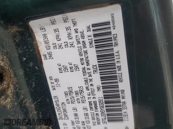 ✅ 2000 Dodge Dakota • VIN: 1B7GL22X5YS632911 • Lot: 55257115. Wystawiony na Copart z przebiegiem 156 561 mil. Bezpłatny archiwum sprzedaży aukcyjnych z USA i szczegółowy raport historii pojazdu na DreamBid. Zdjęcie 13.