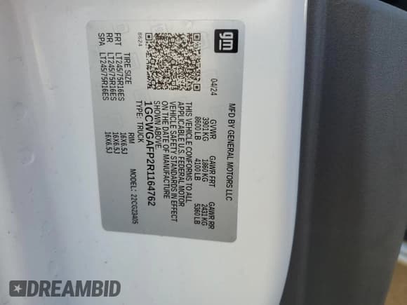 ✅ 2024 Chevrolet Express Cargo • VIN: 1GCWGAFP2R1164762 • Lot: 86112145. Listed on Copart with 21,607 mi. Free auction sales archive from the USA and detailed vehicle history report at DreamBid. Image 13.