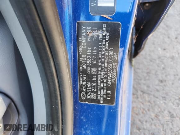 ✅ 2005 Hyundai Elantra GLS • VIN: KMHDN46D55U019983 • Lot: 59183925. Wystawiony na Copart z przebiegiem Nie podano. Bezpłatny archiwum sprzedaży aukcyjnych z USA i szczegółowy raport historii pojazdu na DreamBid. Zdjęcie 12.