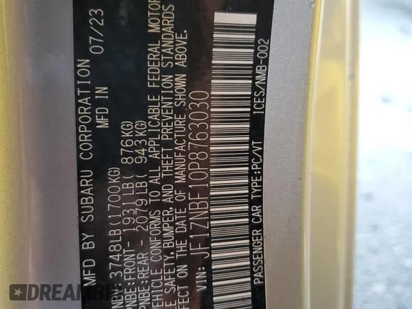 ✅ 2023 Toyota 86 Premium • VIN: JF1ZNBF10P8763030 • Lot: 41433914. Listed on Copart with 2,260 mi. Free auction sales archive from the USA and detailed vehicle history report at DreamBid. Image 12.