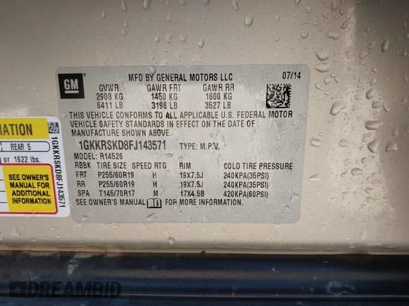 ✅ 2015 GMC Acadia SLT • VIN: 1GKKRSKD8FJ143571 • Лот: 43312311. Опубликован ранее на IAAI с пробегом 133 281 миль. Бесплатный доступ к архиву аукционных продаж из США и подробный отчёт об истории автомобиля на DreamBid. Изображение 9.