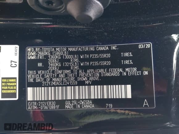 ✅ 2020 Lexus RX 350 F Sport Performance • VIN: 2T2YZMDA5LC241559 • Lot: 43726939. Wystawiony na IAAI z przebiegiem 66 512 mil. Bezpłatny archiwum sprzedaży aukcyjnych z USA i szczegółowy raport historii pojazdu na DreamBid. Zdjęcie 9.