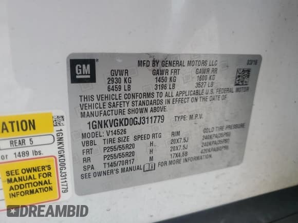 ✅ 2016 Chevrolet Traverse LT • VIN: 1GNKVGKD0GJ311779 • Lot: 57872705. Listed on Copart with 140,150 mi. Free auction sales archive from the USA and detailed vehicle history report at DreamBid. Image 13.