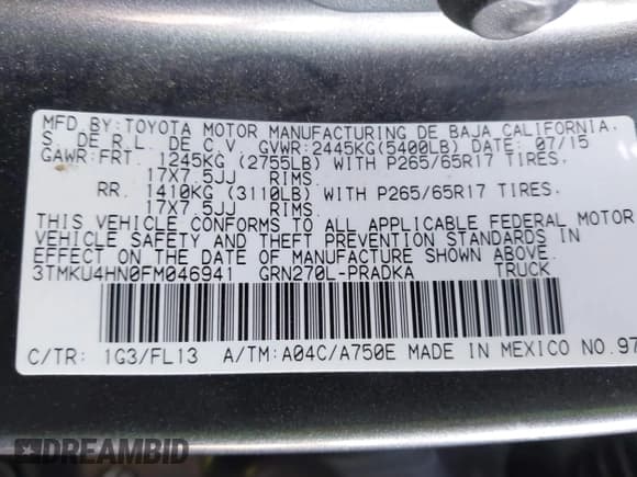 ✅ 2015 Toyota Tacoma PreRunner • VIN: 3TMKU4HN0FM046941 • Lot: 42533553. Wystawiony na IAAI z przebiegiem 123 115 mil. Bezpłatny archiwum sprzedaży aukcyjnych z USA i szczegółowy raport historii pojazdu na DreamBid. Zdjęcie 9.