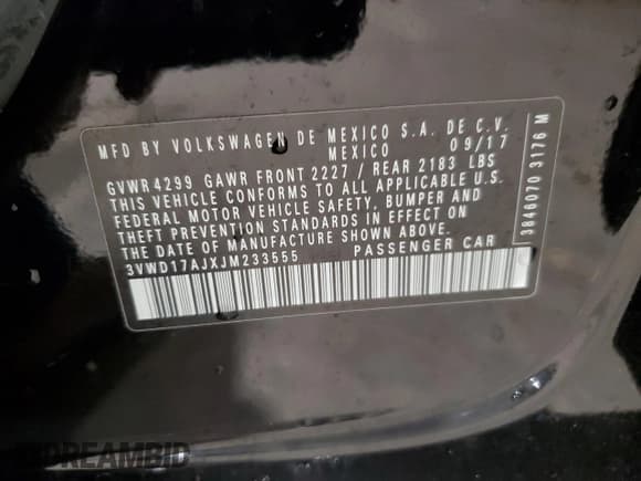 ✅ 2018 Volkswagen Jetta SE Sport • VIN: 3VWD17AJXJM233555 • Lot: 83758325. Listed on Copart with 54,227 mi. Free auction sales archive from the USA and detailed vehicle history report at DreamBid. Image 12.