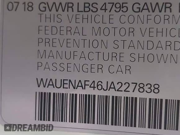 ✅ 2018 Audi A4 Premium Plus • VIN: WAUENAF46JA227838 • Lot: 43542993. Wystawiony na IAAI z przebiegiem 49 863 mil. Bezpłatny archiwum sprzedaży aukcyjnych z USA i szczegółowy raport historii pojazdu na DreamBid. Zdjęcie 9.
