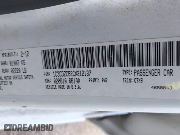 ✅ 2012 Dodge Avenger SXT • VIN: 1C3CDZCB2CN212137 • Lot: 43633218. Listed on IAAI with 121,702 mi. Free auction sales archive from the USA and detailed vehicle history report at DreamBid. Image 9.