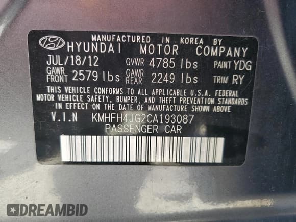 ✅ 2012 Hyundai Azera • VIN: KMHFH4JG2CA193087 • Lot: 55277945. Wystawiony na Copart z przebiegiem 128 382 mil. Bezpłatny archiwum sprzedaży aukcyjnych z USA i szczegółowy raport historii pojazdu na DreamBid. Zdjęcie 12.