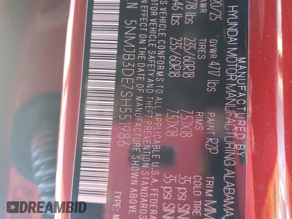 ✅ 2025 Hyundai Tucson SEL • VIN: 5NMJB3DE7SH551986 • Лот: 91247255. Опубликован ранее на Copart с пробегом 17 393 миль. Бесплатный доступ к архиву аукционных продаж из США и подробный отчёт об истории автомобиля на DreamBid. Изображение 13.