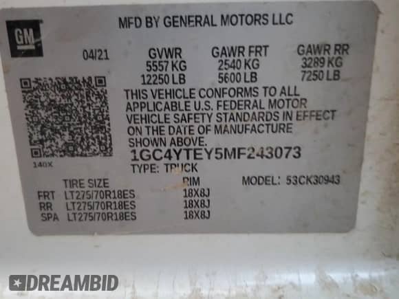 2021 Chevrolet Silverado 3500HD LT z VIN 1GC4YTEY5MF243073, wystawiony jako Copart lot #80901424 z przebiegiem 71 793 mil mil oraz Szkoda całkowita • Salvage title. Historia ofert i sprzedaży dostępna na DreamBid. Obrazek 12.