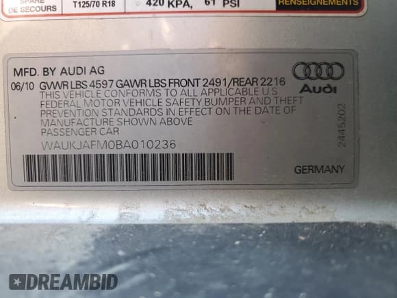 ✅ 2011 Audi A3 Premium Plus • VIN: WAUKJAFM0BA010236 • Lot: 80639475. Wystawiony na Copart z przebiegiem 163 934 mil. Bezpłatny archiwum sprzedaży aukcyjnych z USA i szczegółowy raport historii pojazdu na DreamBid. Zdjęcie 12.