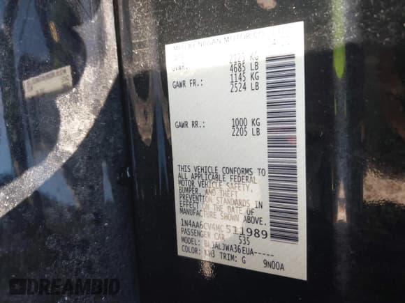 ✅ 2021 Nissan Maxima SV • VIN: 1N4AA6CV4MC511989 • Lot: 43215195. Listed on IAAI with 85,232 mi. Free auction sales archive from the USA and detailed vehicle history report at DreamBid. Image 9.