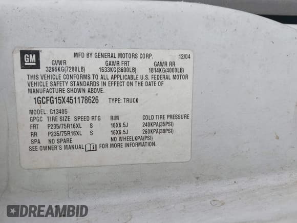 ✅ 2005 Chevrolet Express Cargo • VIN: 1GCFG15X451178626 • Lot: 42926306. Listed on IAAI with 434,042 mi. Free auction sales archive from the USA and detailed vehicle history report at DreamBid. Image 9.